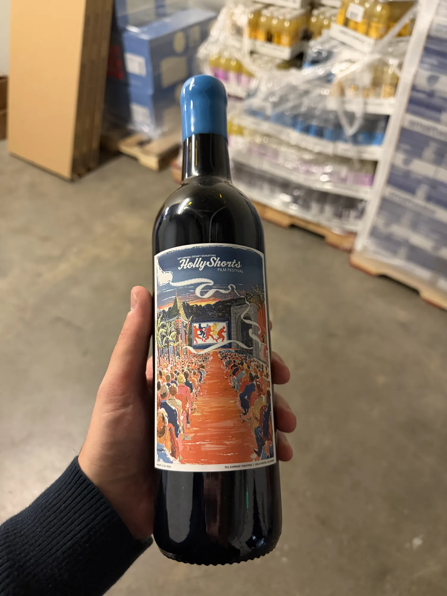 HollyShorts 22 Cabernet Sauvignon held in the hand, poster label
