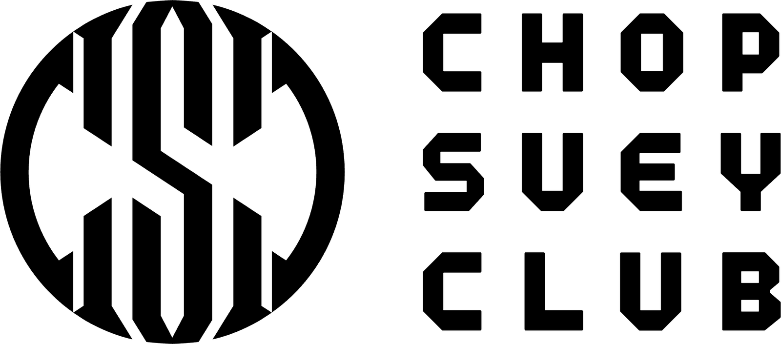 The Chop Suey Club logo: a round CSC monogram beside the name, stacked on three lines in squared letters.