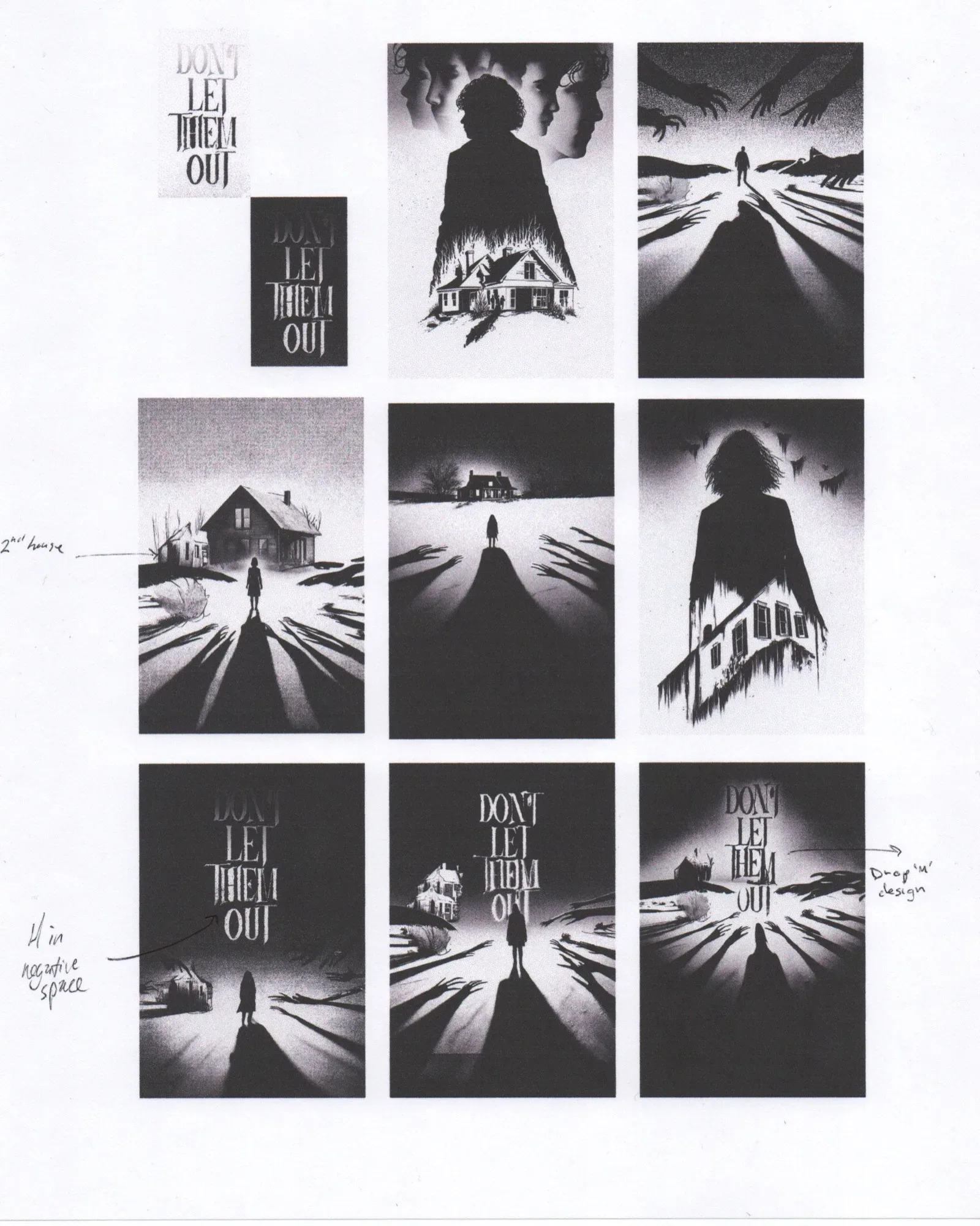 Thumbnail sketches for the poster.