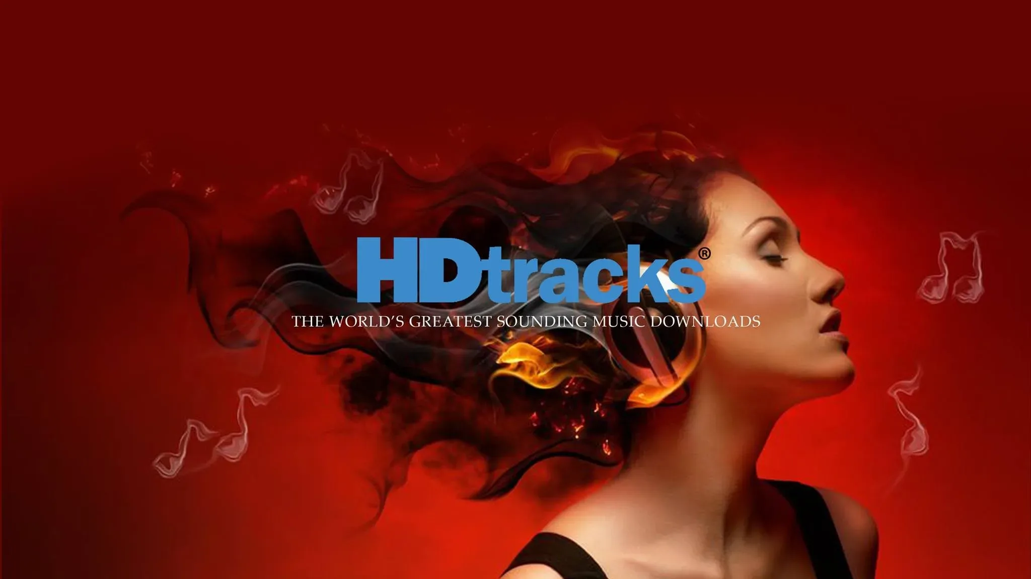 An ad: the HDtracks logo with a listener in red light.
