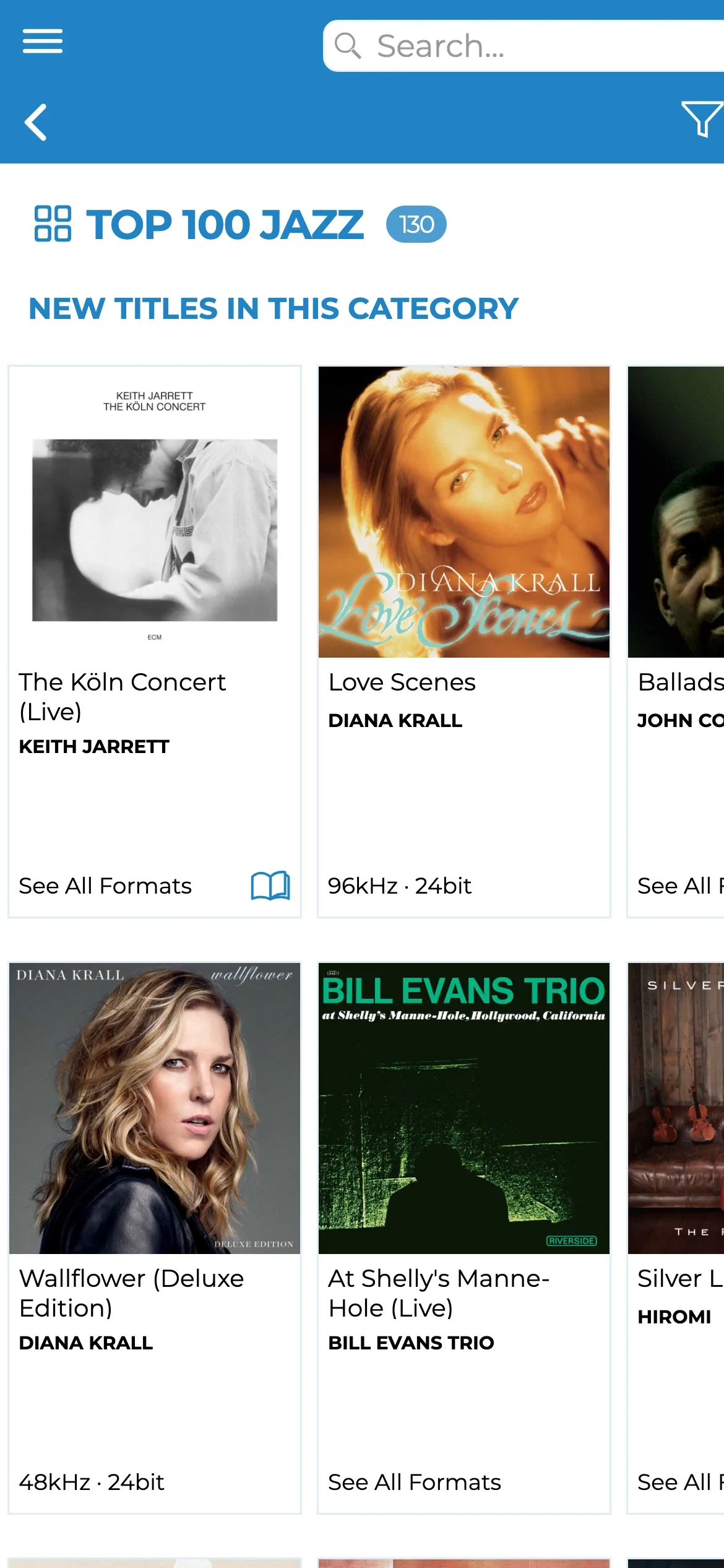 The Top 100 Jazz chart on a phone.