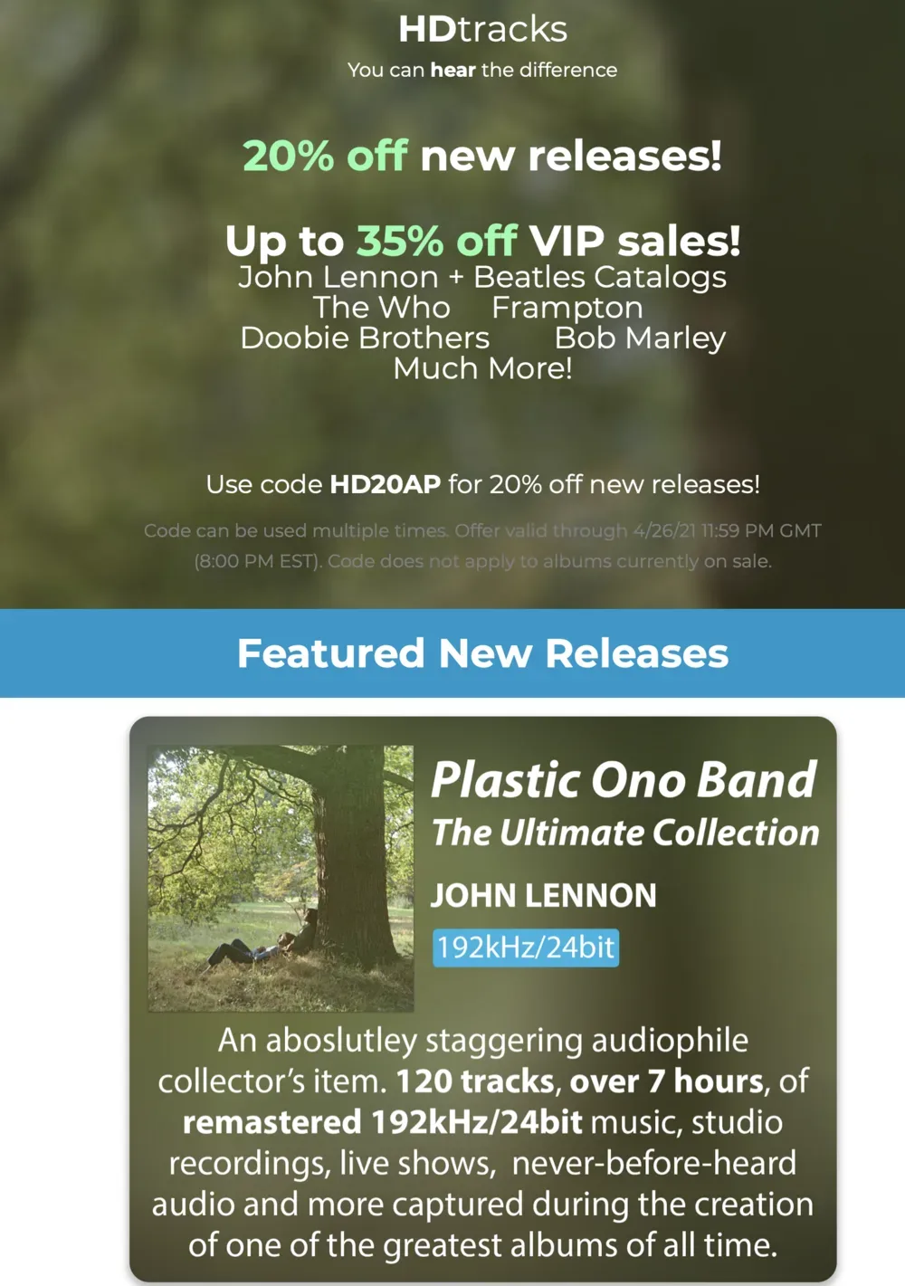 An email: up to 35% off VIP sales and featured new releases.