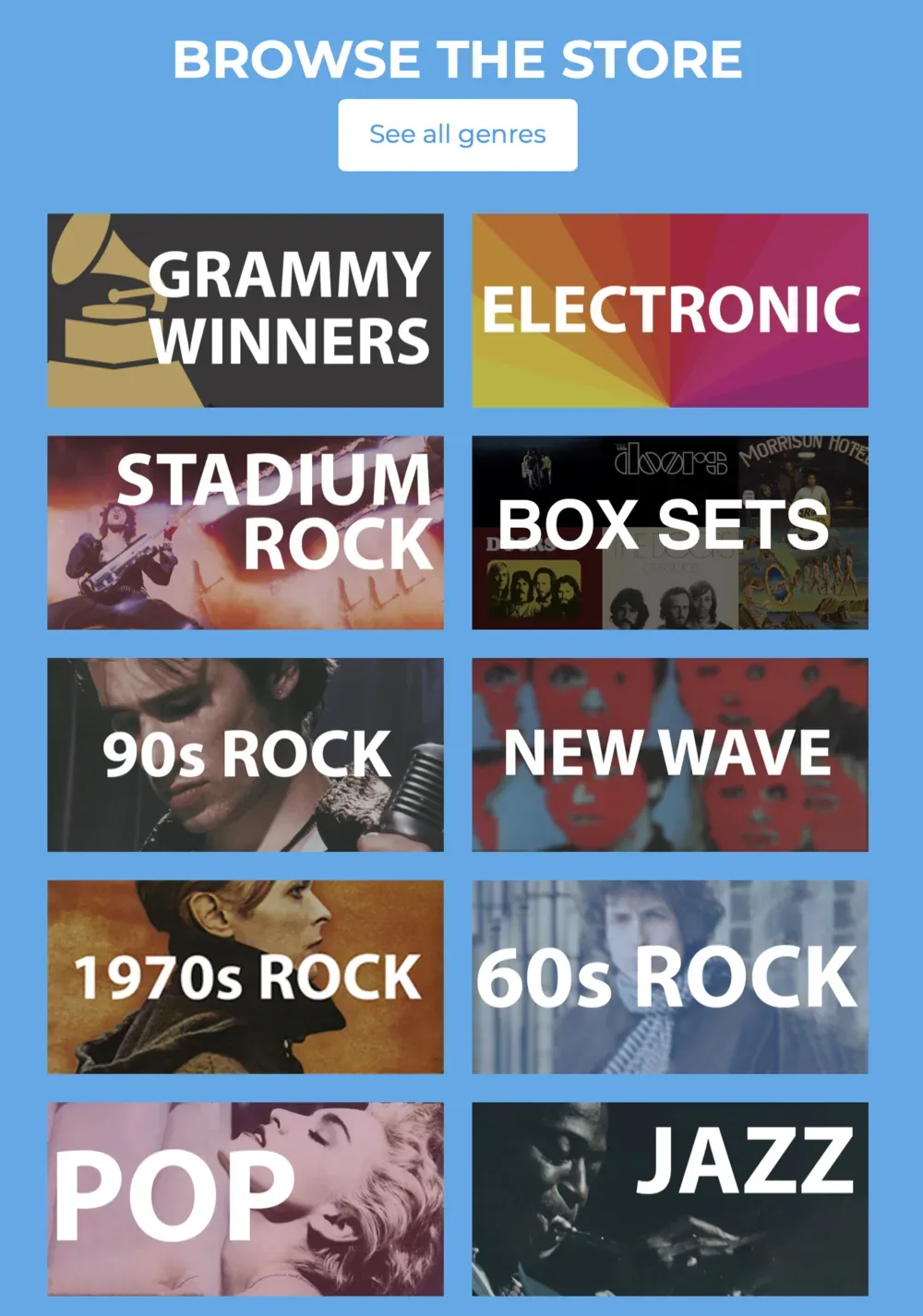 An email: browse the store by genre.