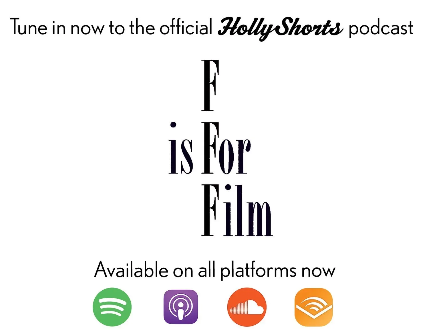 The same podcast graphic in white.