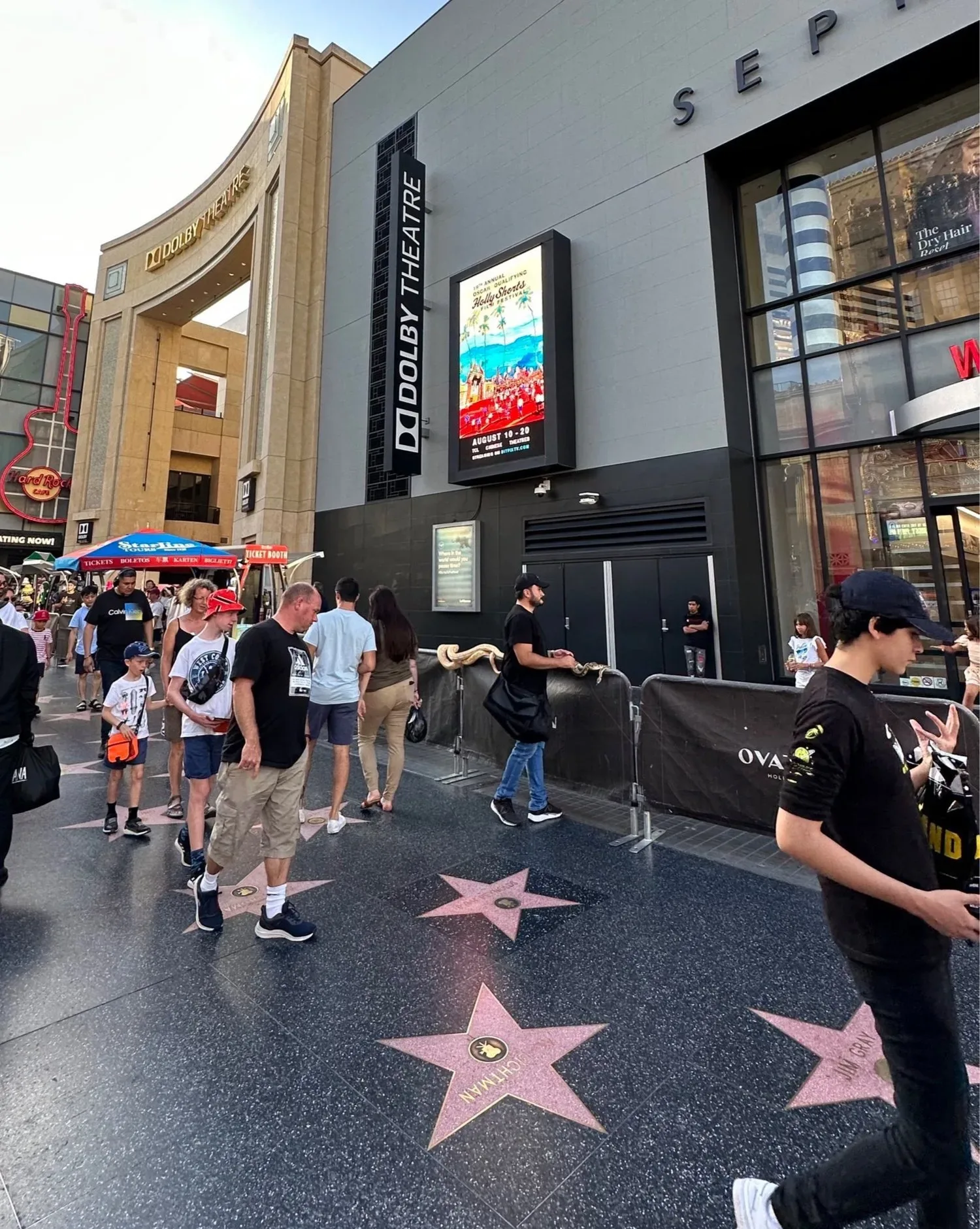 The 2023 poster on a billboard above the Hollywood Walk of Fame.