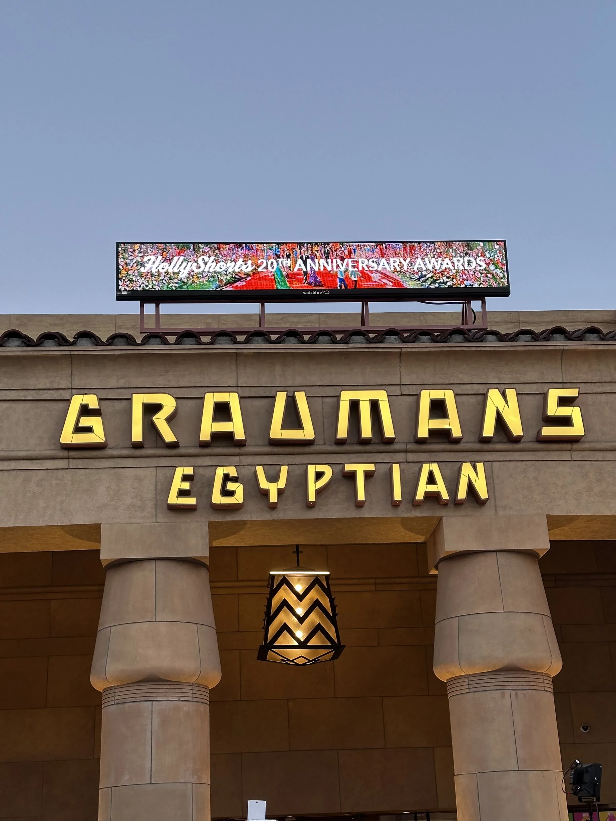 The Grauman’s Egyptian sign on award night.