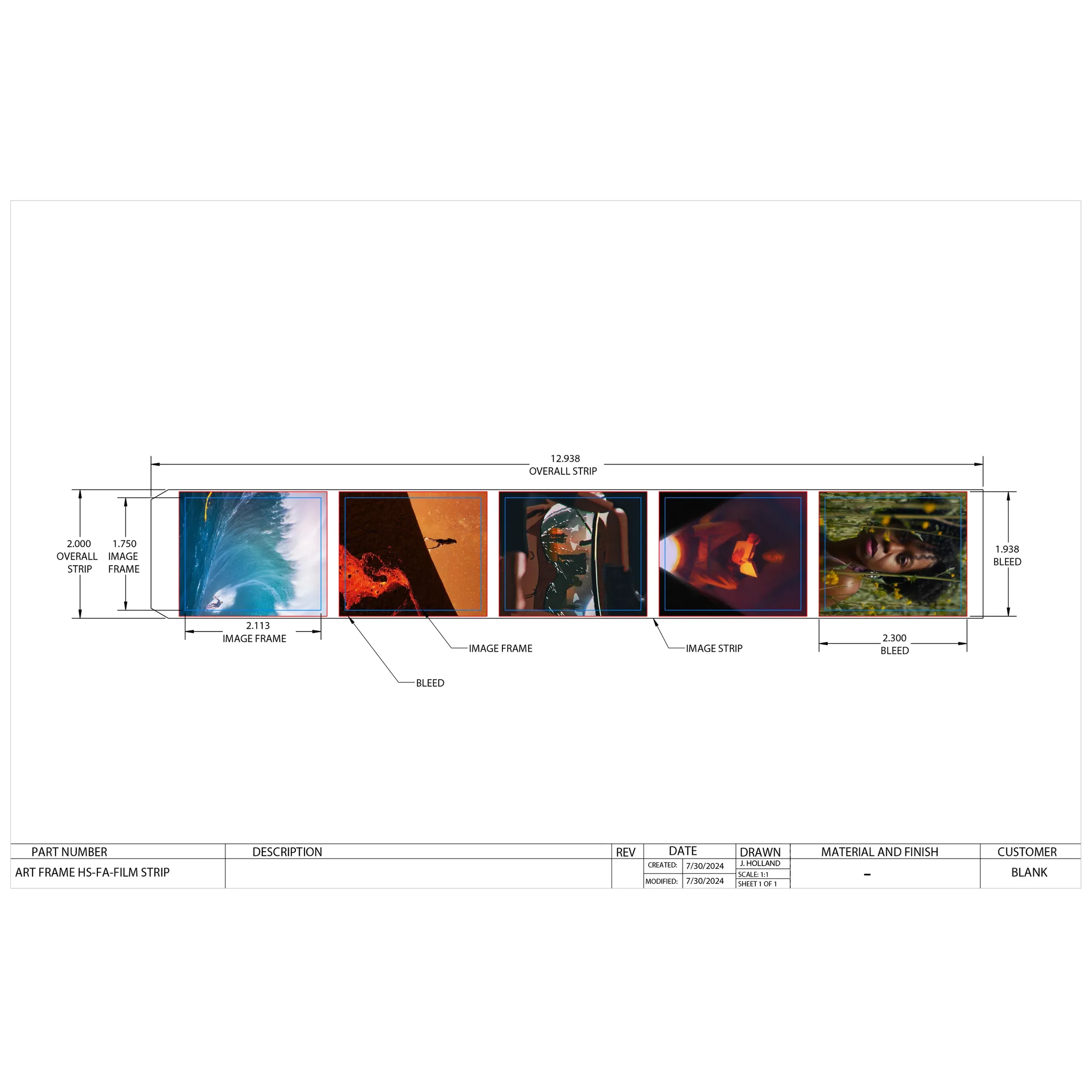 Technical drawing of the film-strip award plaque