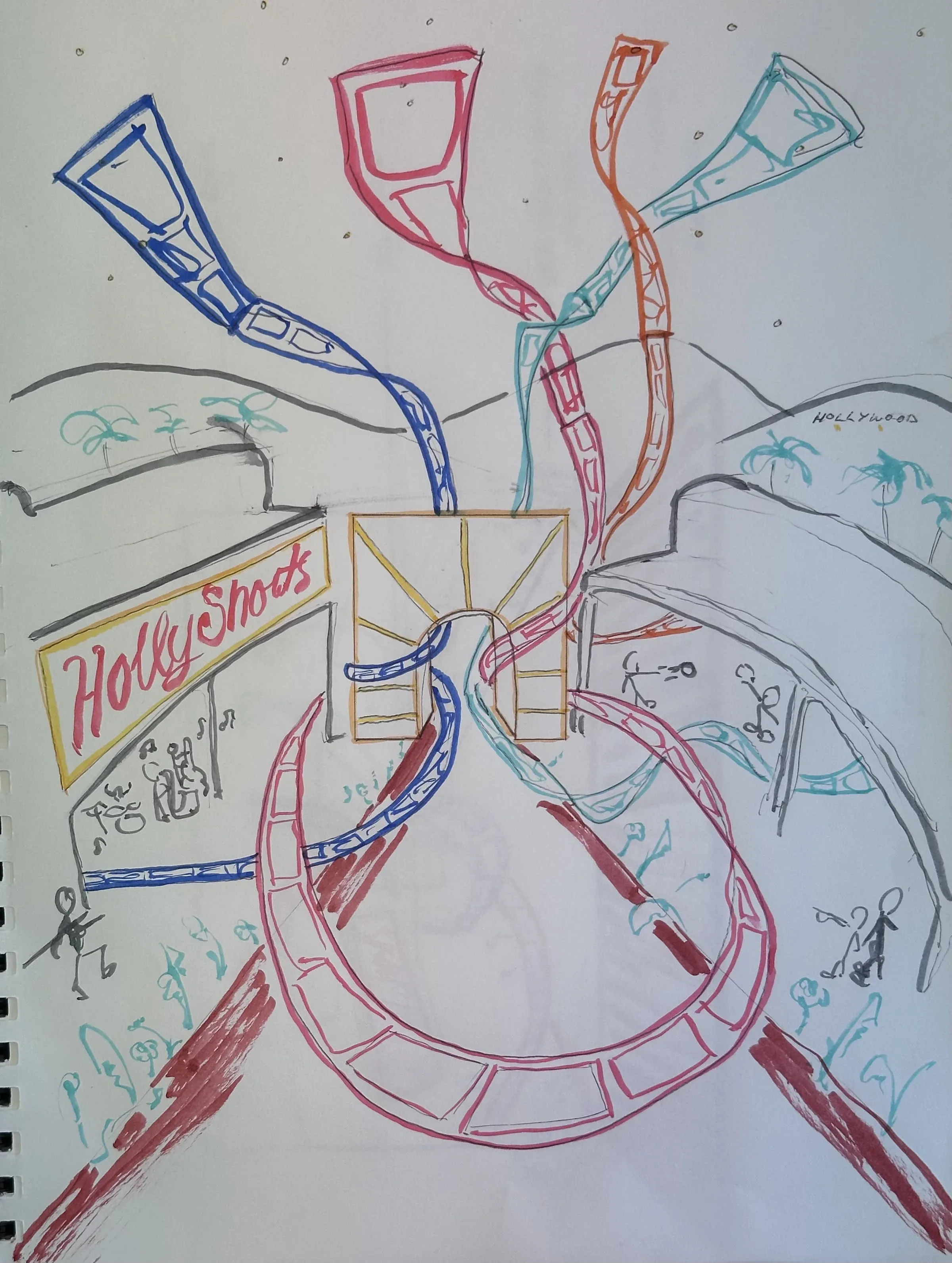 Color concept sketch of the poster composition.