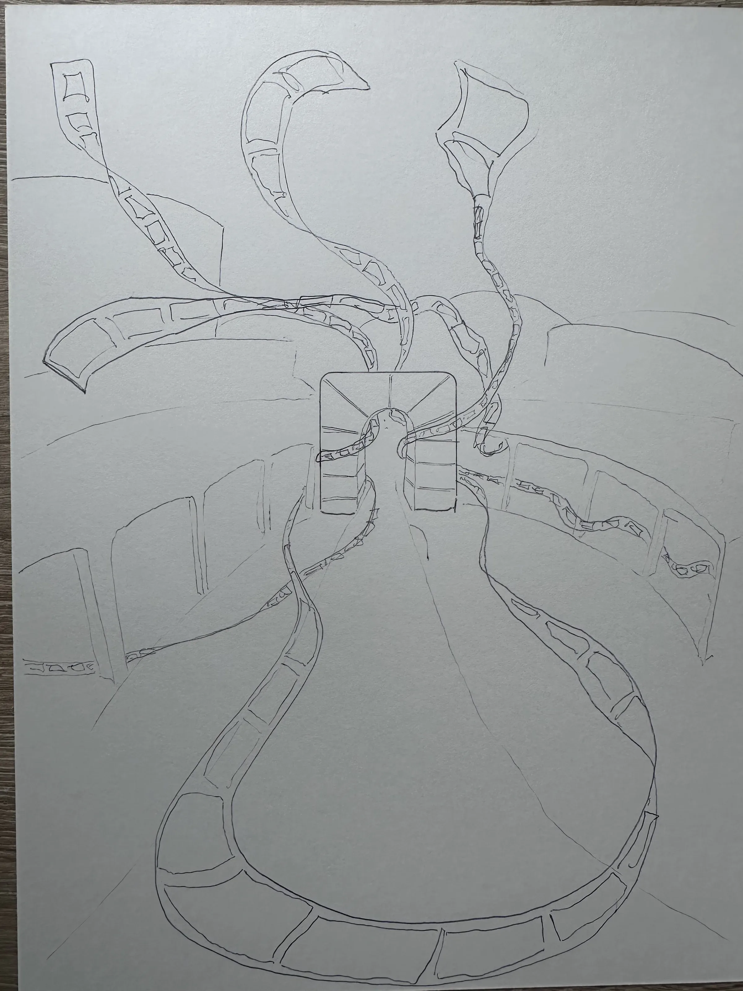 Pencil drawing of poster art (detail)