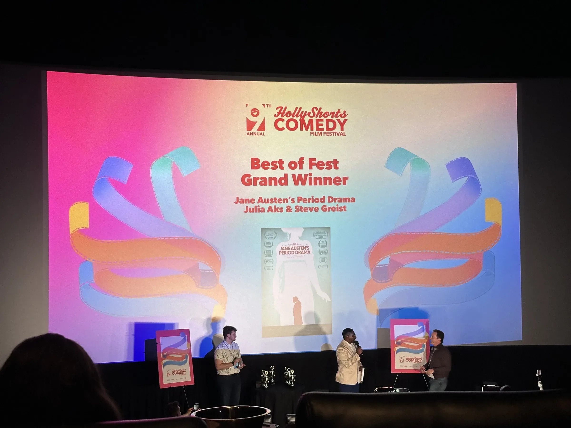The Best of Fest winner on the cinema screen.