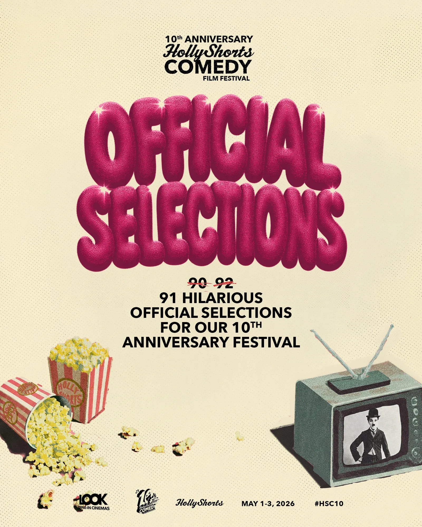 91 official selections for the anniversary festival.