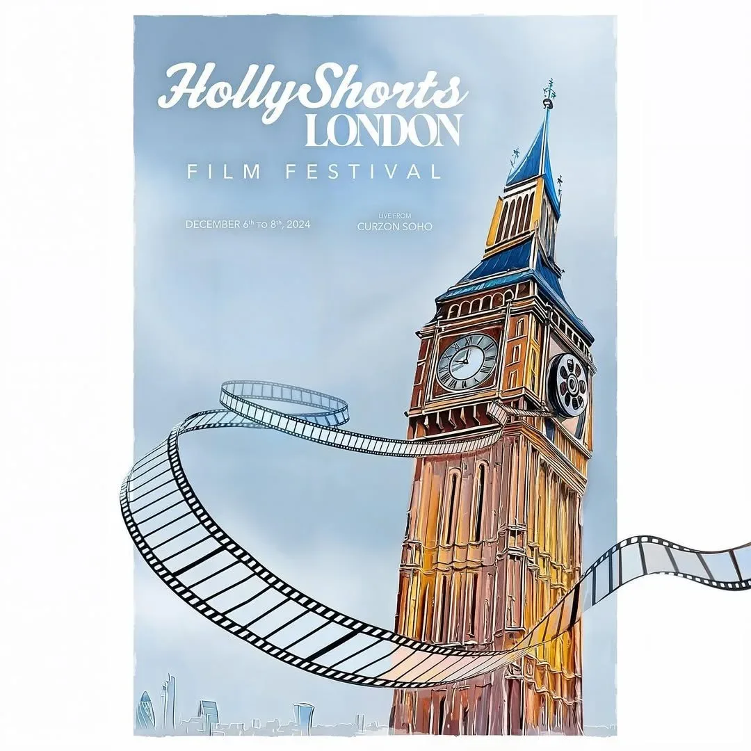 The poster: Big Ben drawn with a film strip running round the tower.
