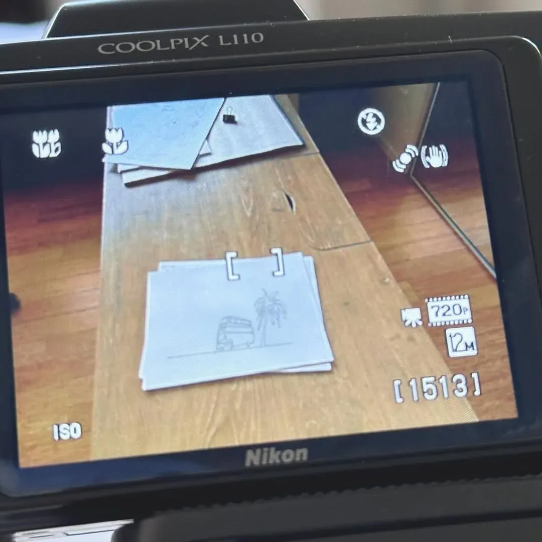 The drawing checked on the camera’s screen.