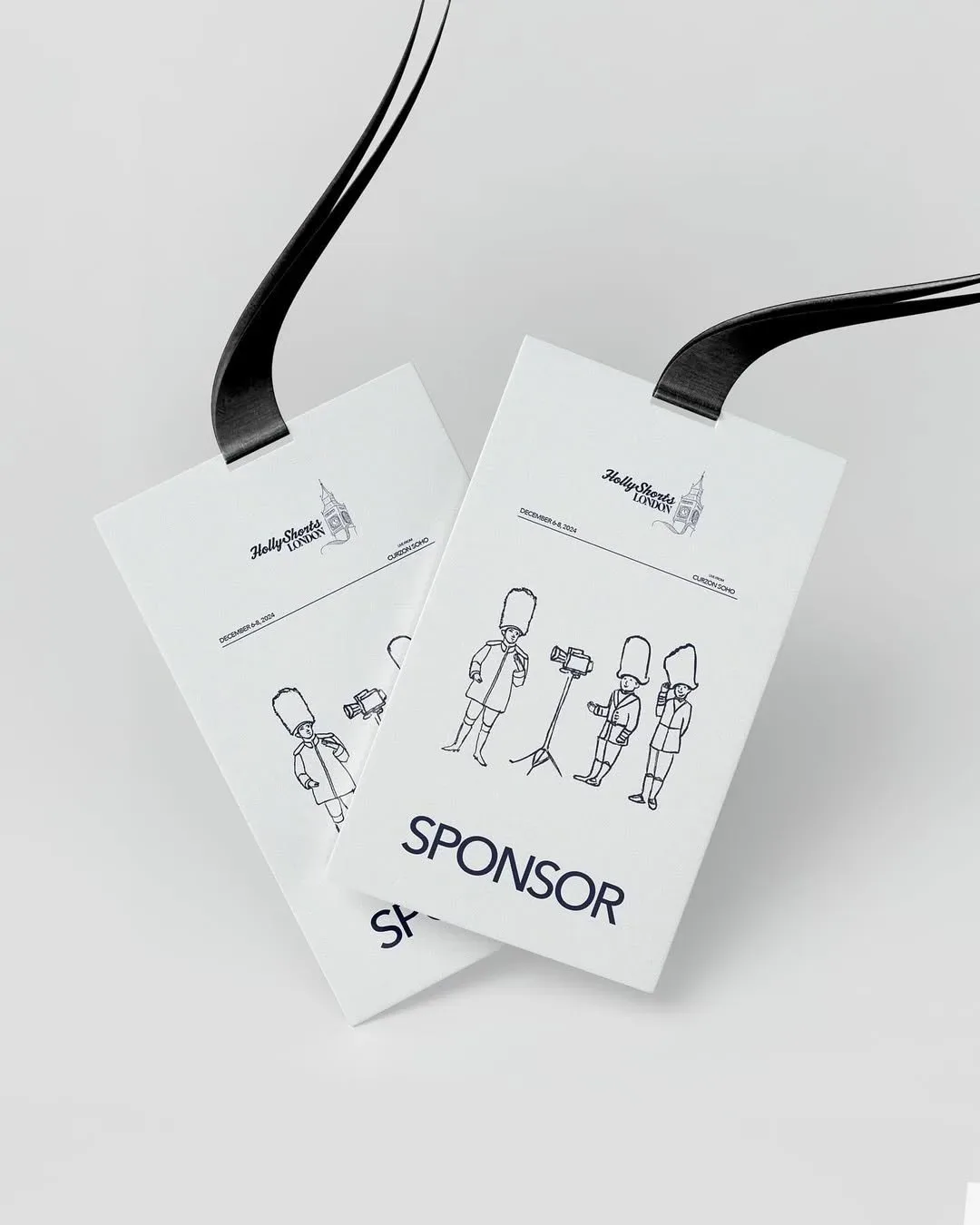 Sponsor badges with line drawings of figures.