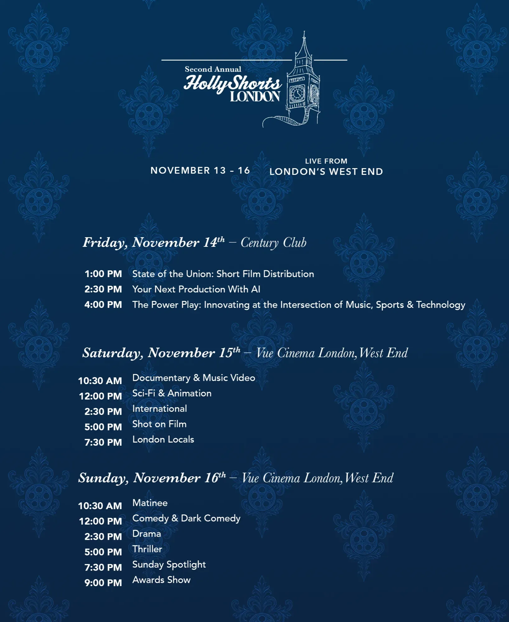 The festival schedule.