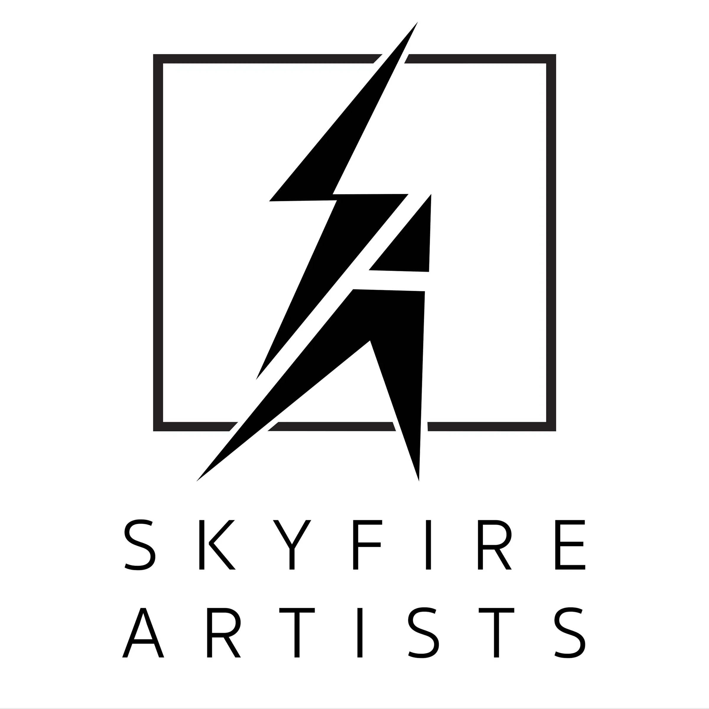The logo in black on white.