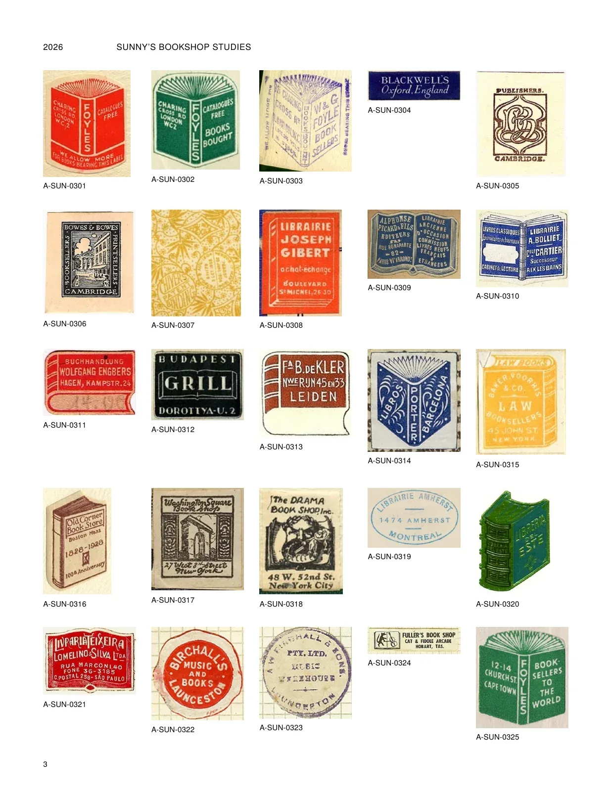 The studies, page 3: Bookseller tickets II: Britain, Europe, America.