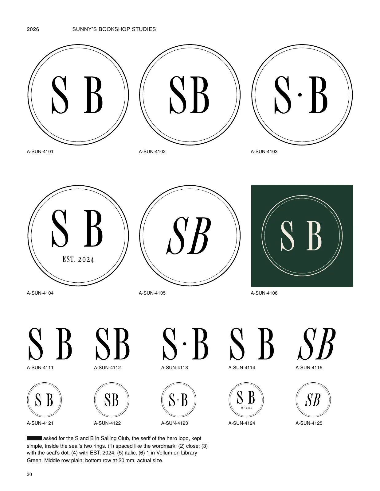 The studies, page 30: The serif monogram.