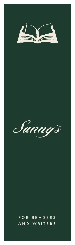 The bookmark: the book and Sunny’s in Vellum on Library Green.