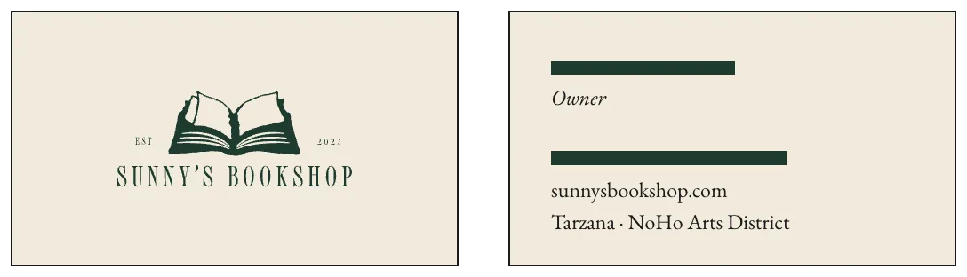 The business card, front and back: the Digital logo on Vellum, and the owner’s card.