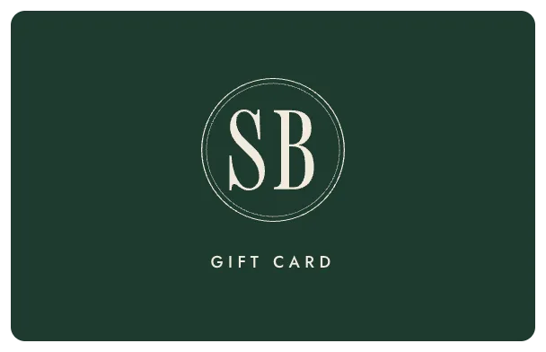 The gift card: the SB monogram in Vellum on Library Green.