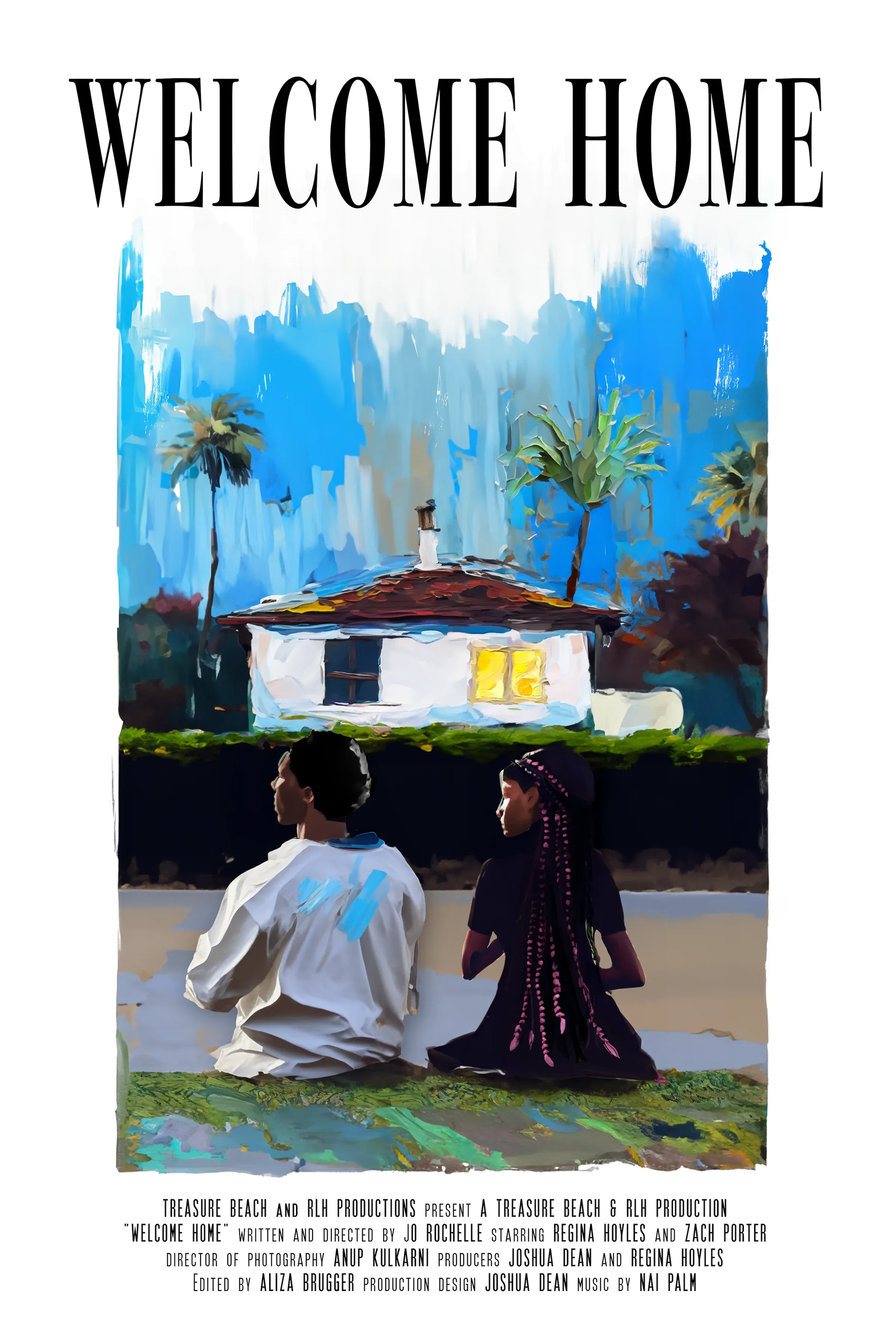 The second version: the same painting inside a white border, the title in black.